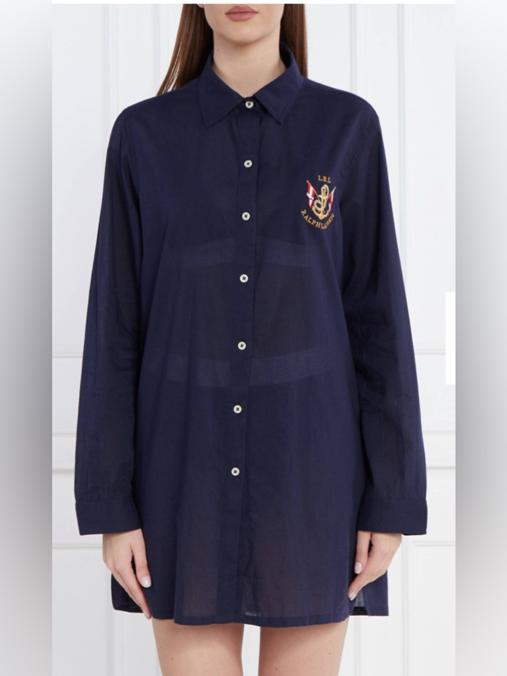 Lauren Ralph Lauren Women's Logo Embroidered Shirt Swim Cover-Up